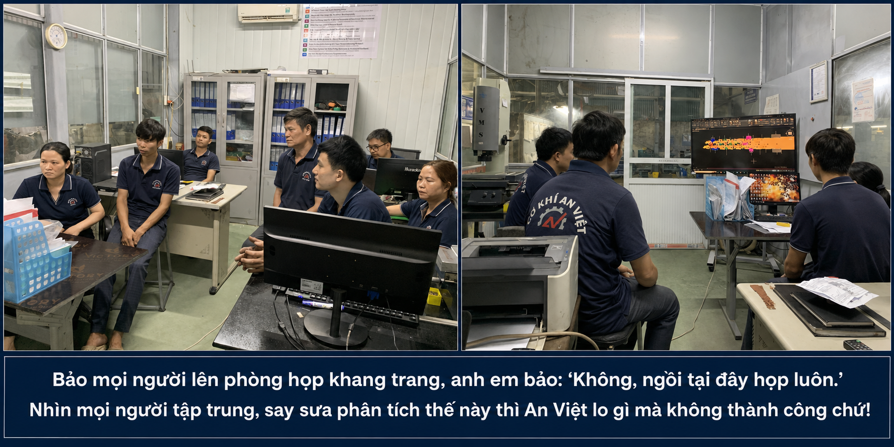 Đội ngũ An Việt họp và phân tích kỹ thuật ngay tại hiện trường