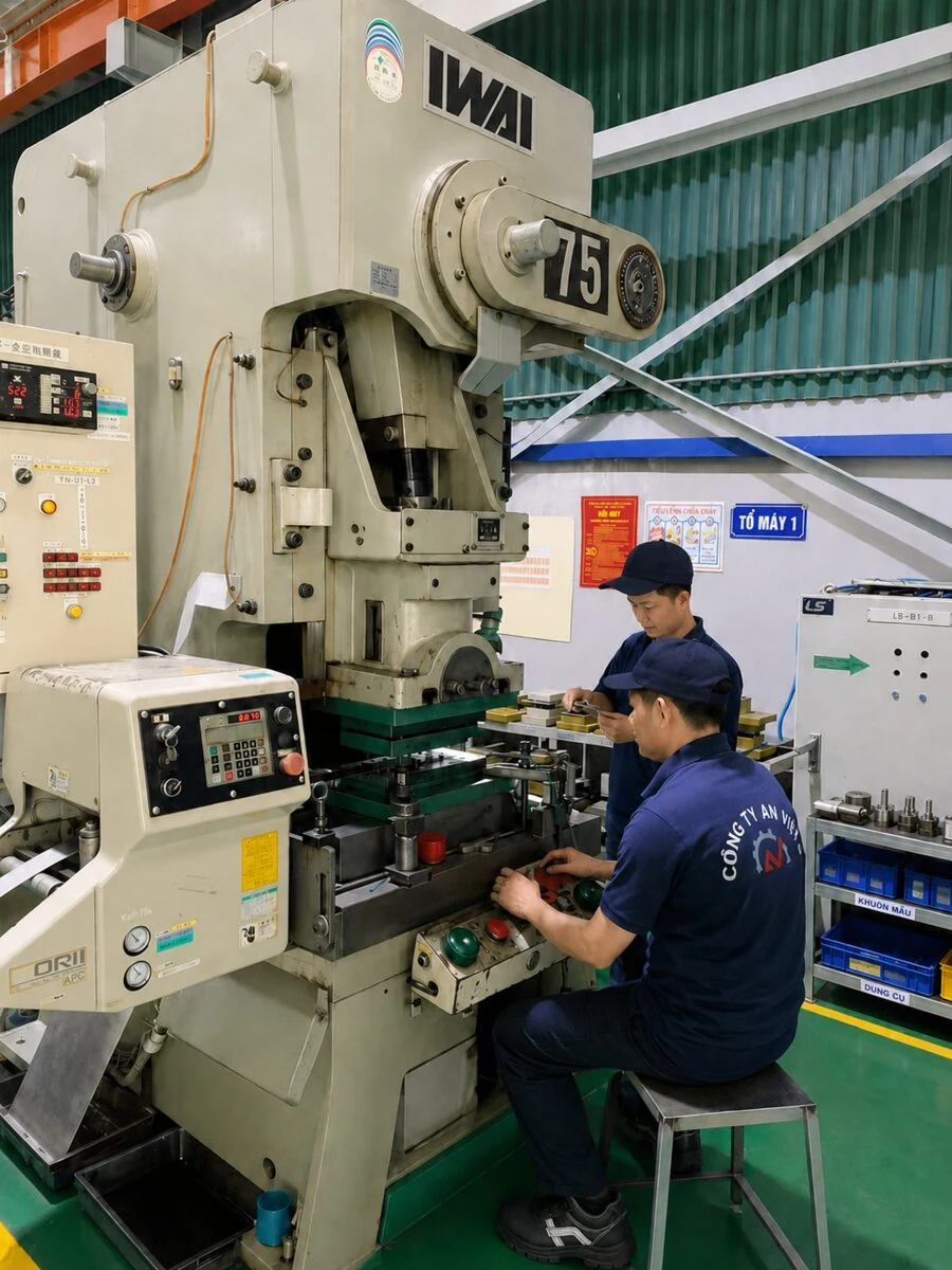 Nhân sự An Việt kiểm tra sản phẩm trong quá trình sản xuất